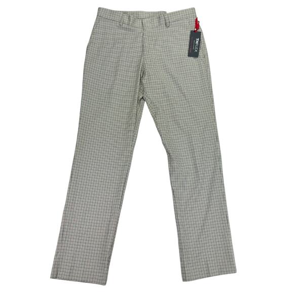 Tommy Hilfiger Mens TH Flex Tate Modern Fit Stretch Plaid Dress Pants Tan 31x30 - Picture 1 of 4
